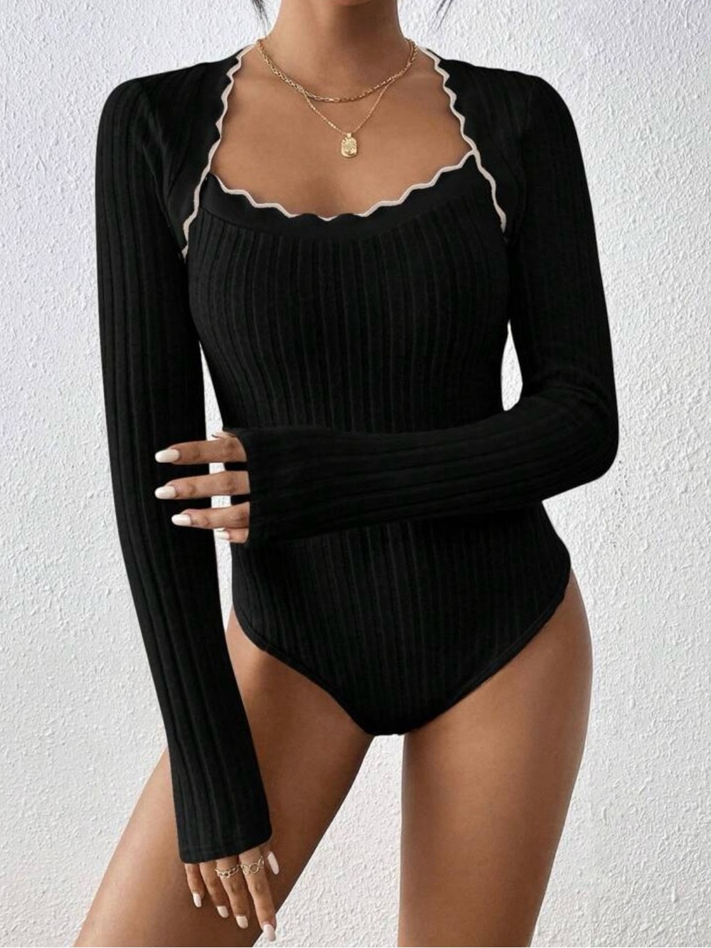 Frenchy Colorblock Ribbed Bodysuit - Picture 3 of 3